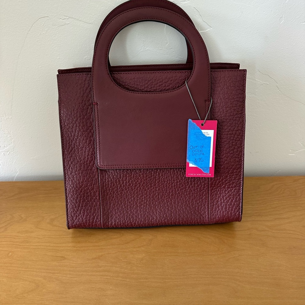 Vince Camuto Burgundy Leather Tote - Picture 2 of 3